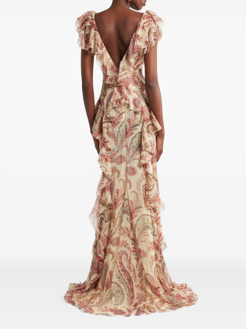ETRO Jurk met bloemenpatroon en V-hals Beige