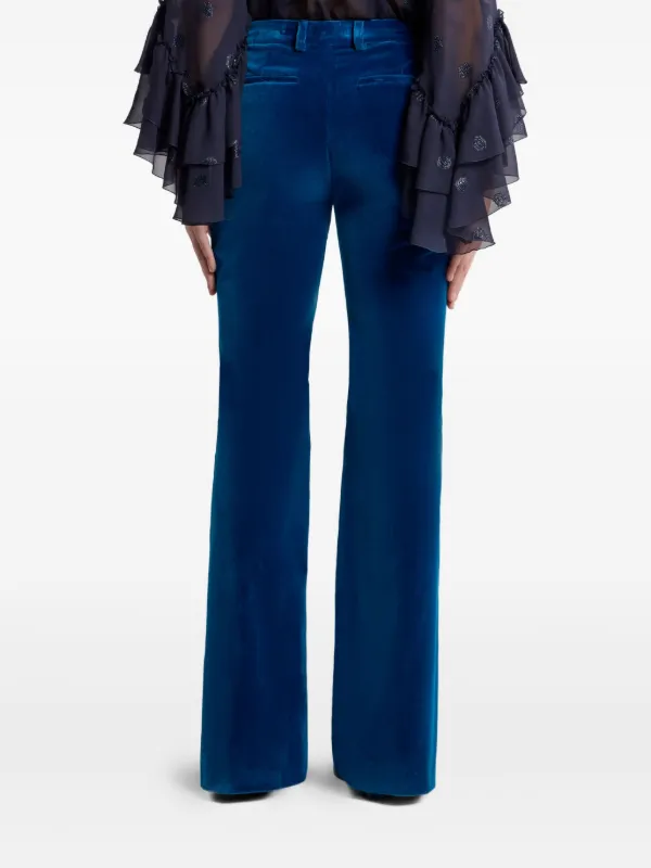 国内発 ETRO フローラルベルベットフレアパンツ ETRO ベルベット フレアパンツ | ブルー | FARFETCH JP