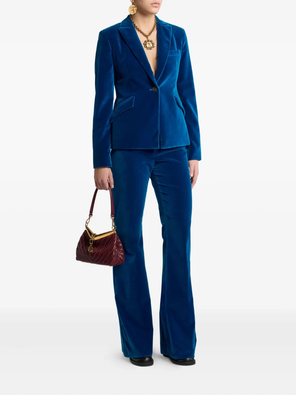 ETRO velvet flared trousers - Blauw