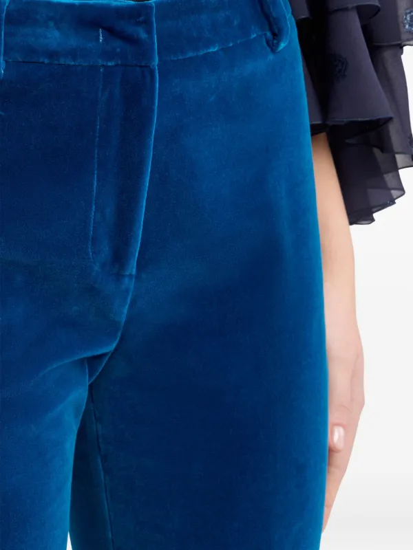 国内発 ETRO フローラルベルベットフレアパンツ ETRO ベルベット フレアパンツ | ブルー | FARFETCH JP