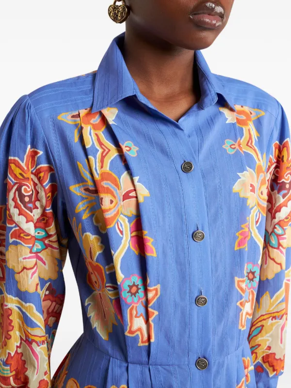 ETRO フローラル シャツドレス | ブルー | FARFETCH JP