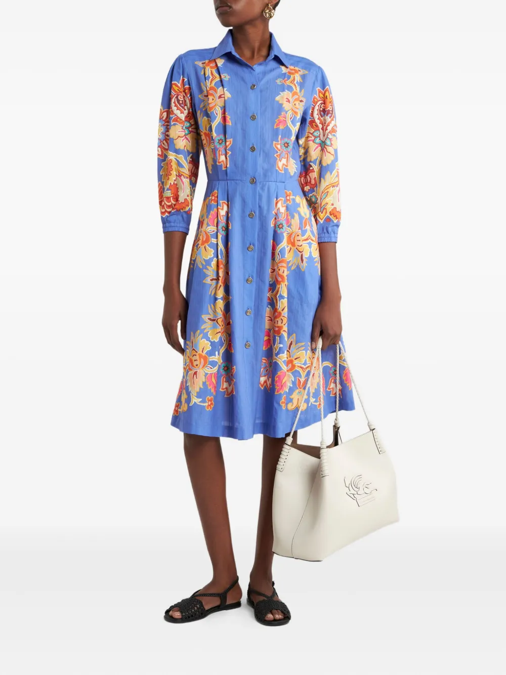 ETRO floral-motif shirt dress - Blauw