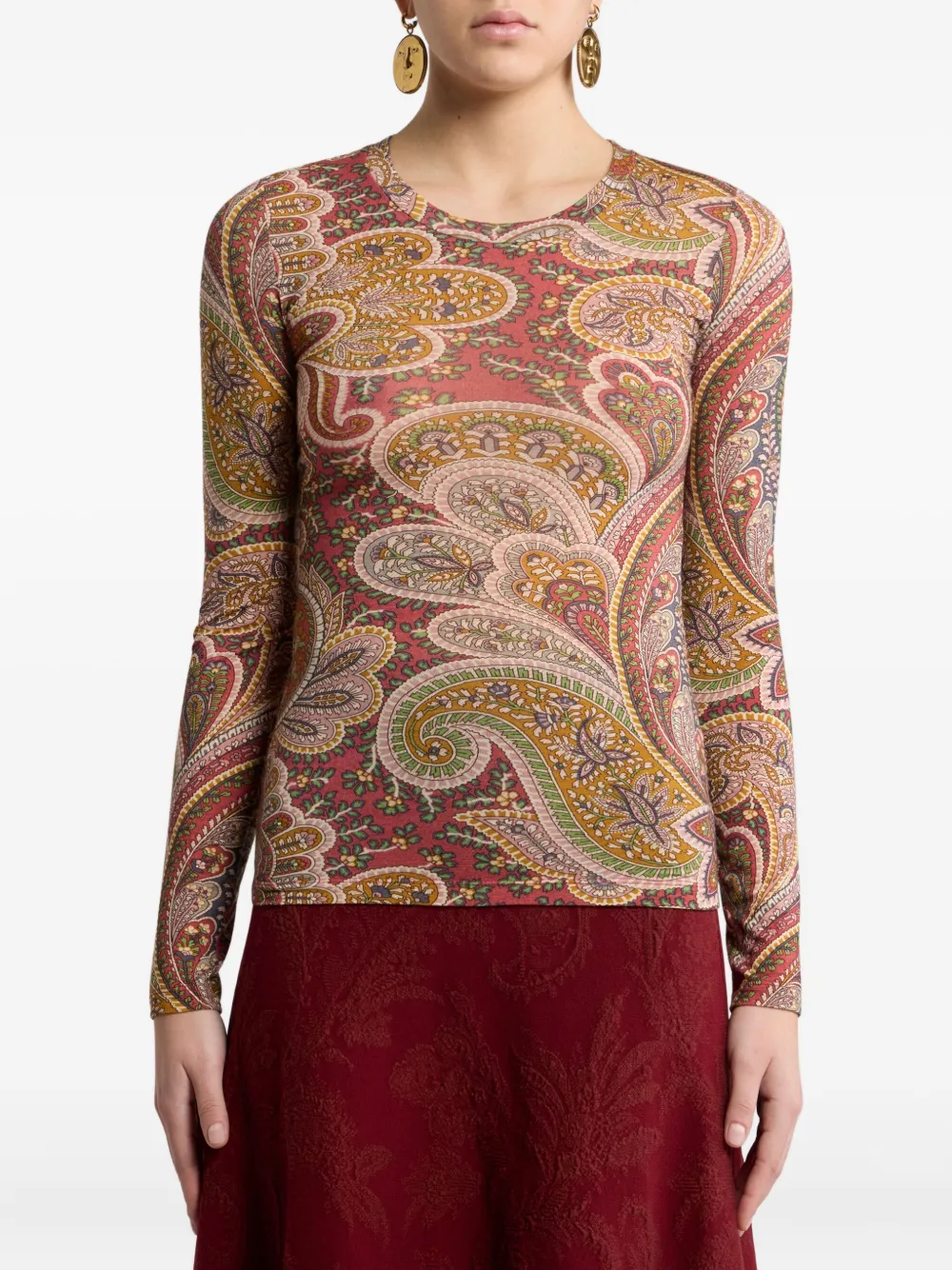 ETRO Top met paisley-print Beige
