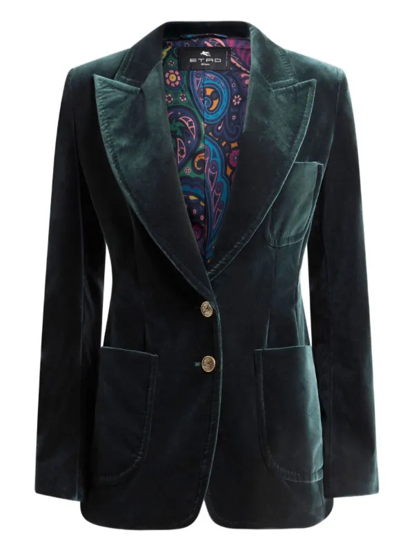 ETRO ベルベット ジャケット | グリーン | FARFETCH JP