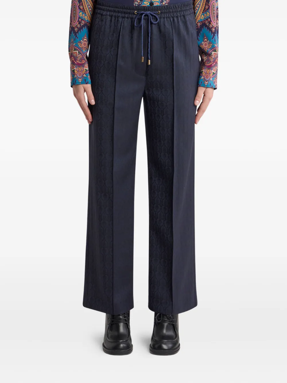 ETRO Broek met trekkoord en jacquard Blauw