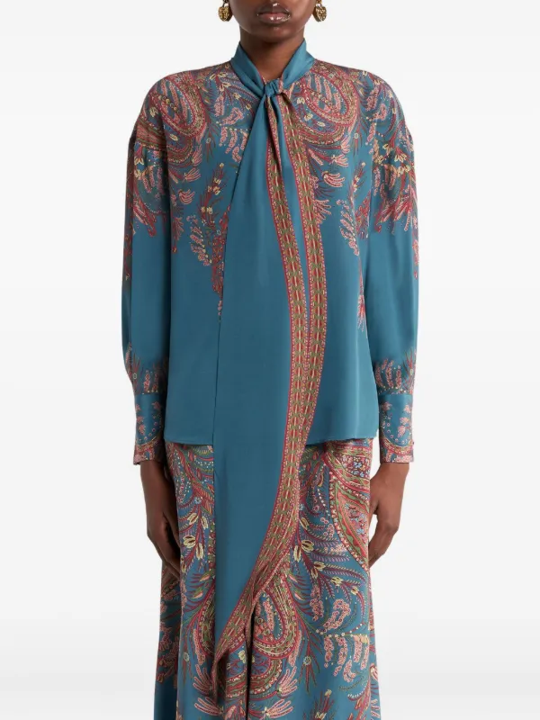 美品✨エトロ シルク100% ブラウス ペイズリー ETRO シルクブラウス | ブルー | FARFETCH JP