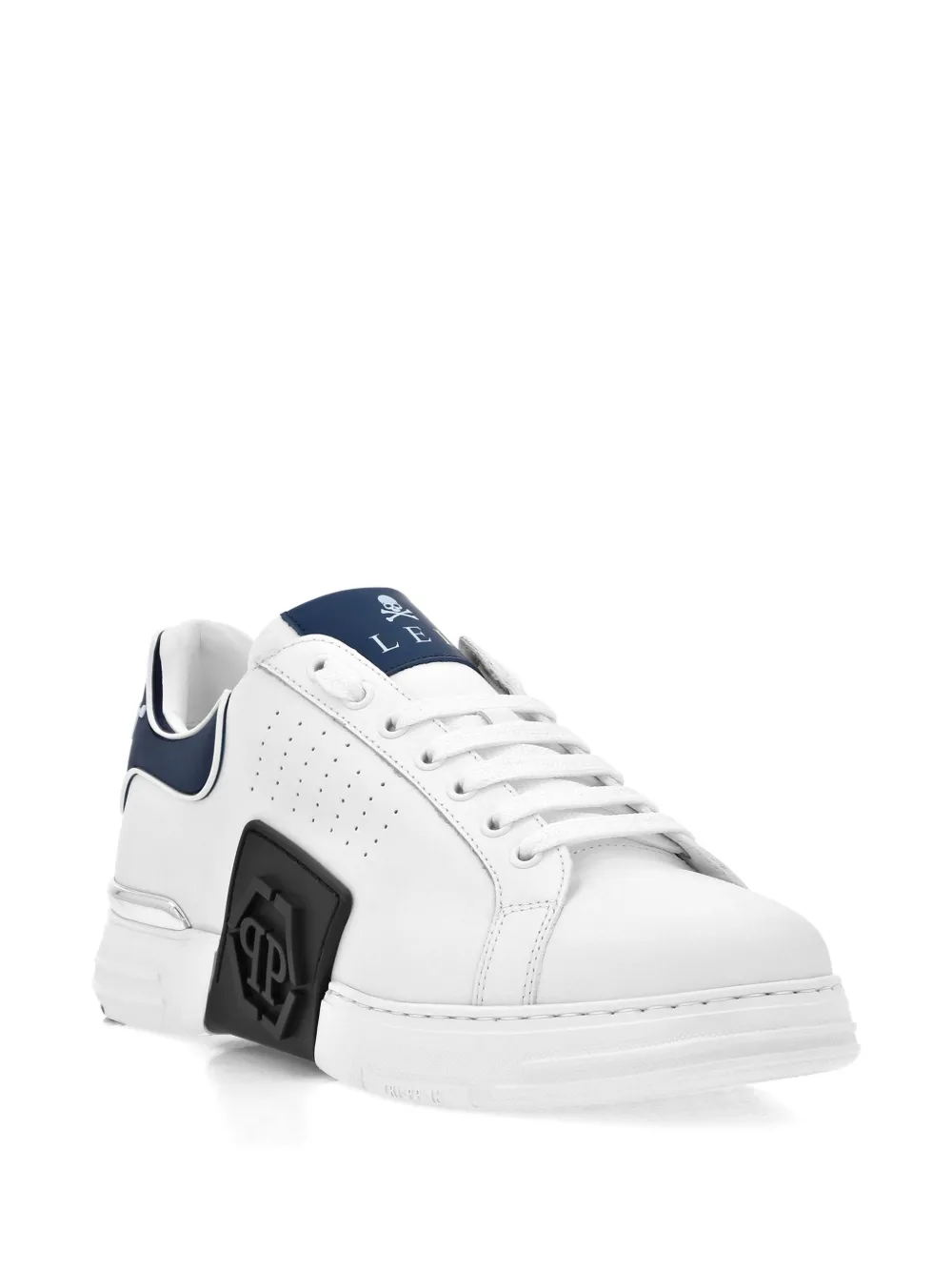 Philipp Plein Nappa Leather Sneakers Low Top Hexagon In White