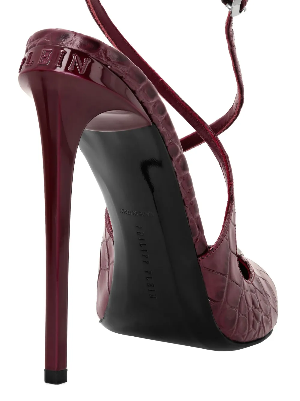 Philipp Plein 120mm crocodile-effect skull-detail pumps Rood