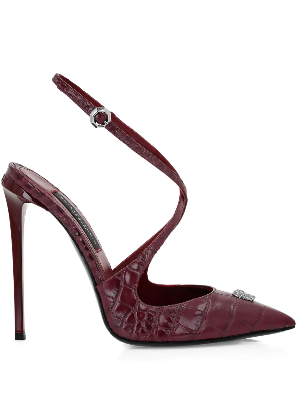 Philipp Plein 120mm crocodile-effect skull-detail pumps Rood