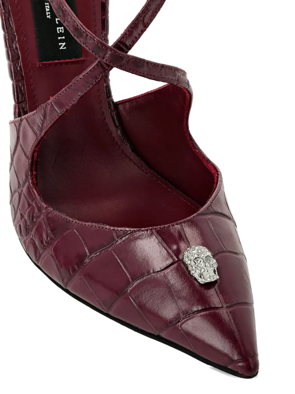 Philipp Plein 120mm crocodile-effect skull-detail pumps Rood