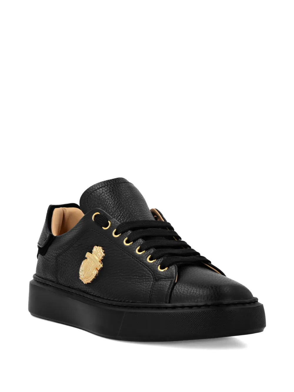 Billionaire logo-plaque leather sneakers Black