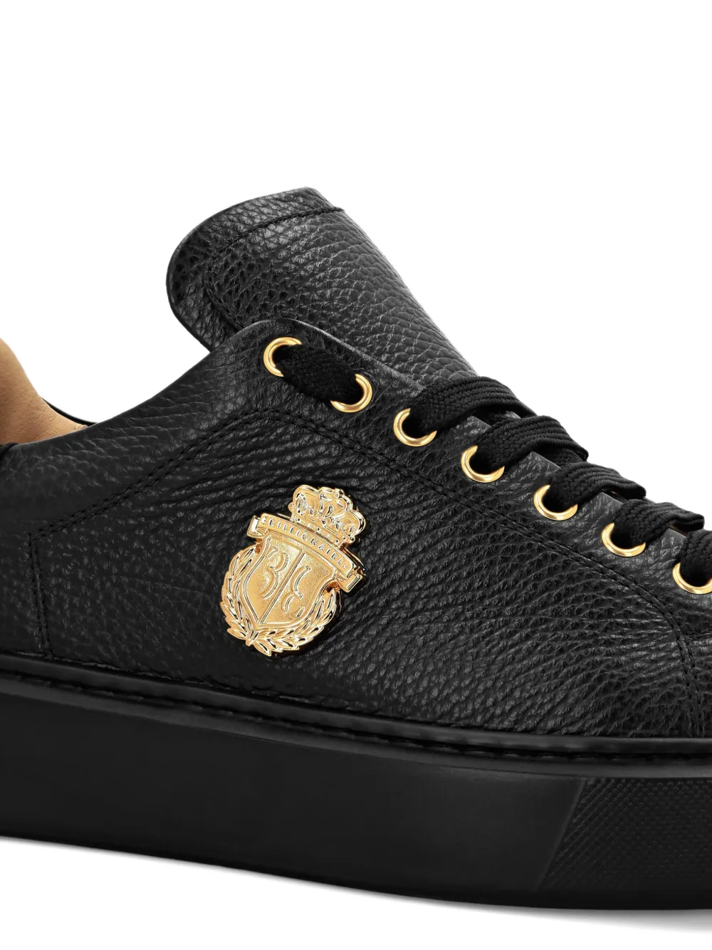 Billionaire logo-plaque leather sneakers Black