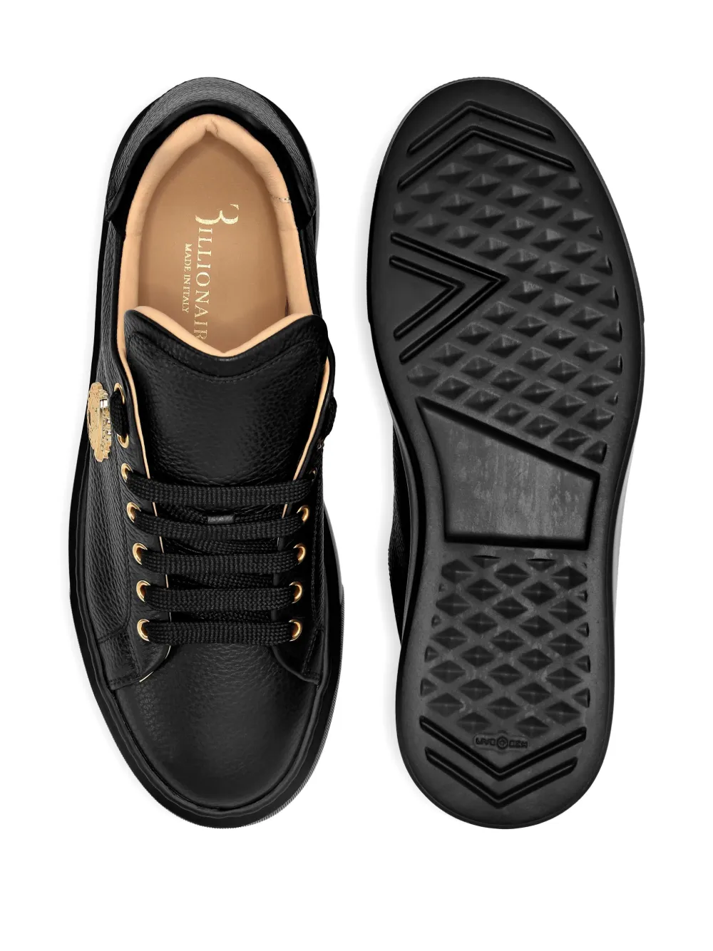 Billionaire logo-plaque leather sneakers Black