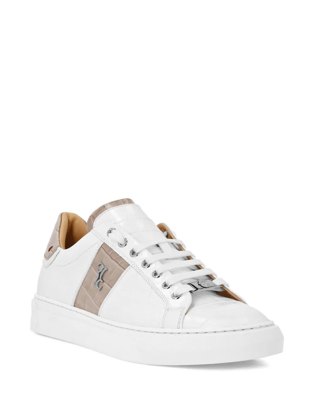 Billionaire crocodile-effect leather sneakers White
