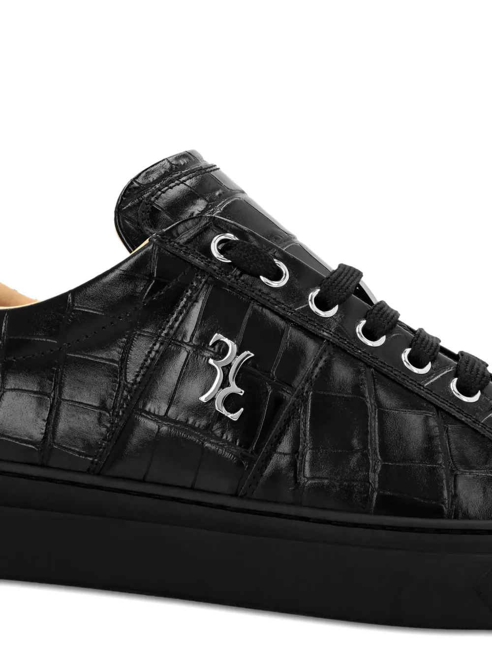 Billionaire crocodile-effect leather sneakers Black