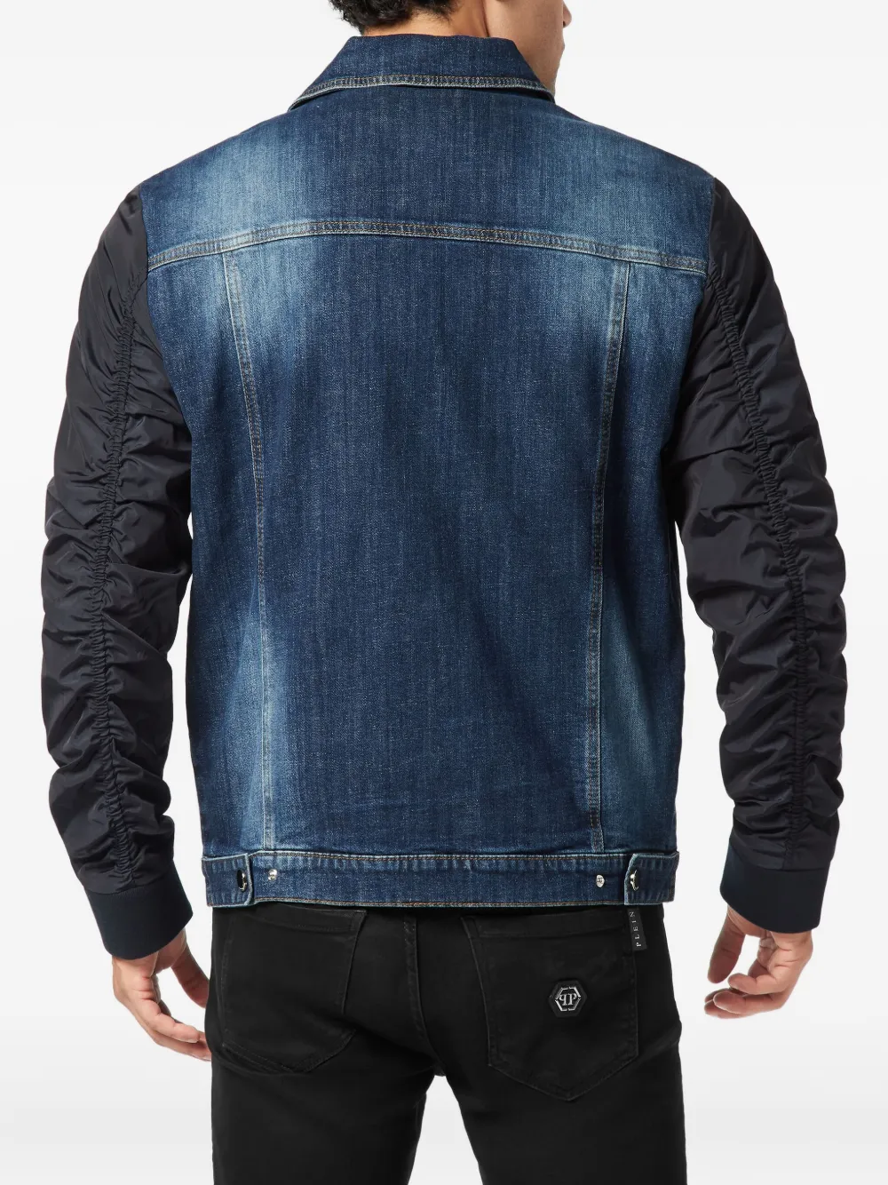 Philipp Plein Denim jack met dubbele rits Blauw