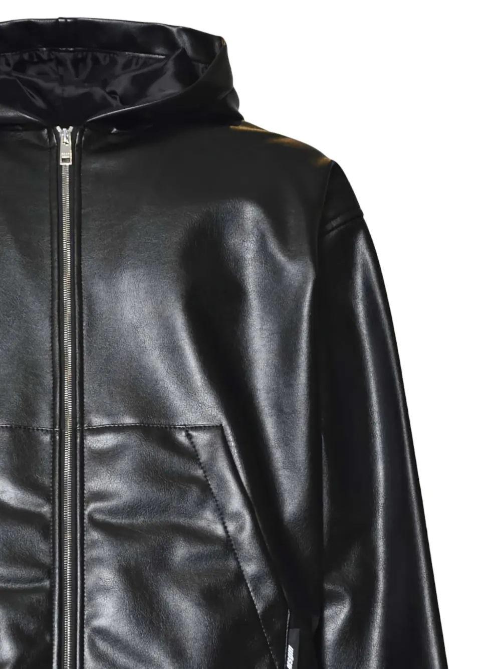 Msgm Hooded Zip-up Jacket In Black