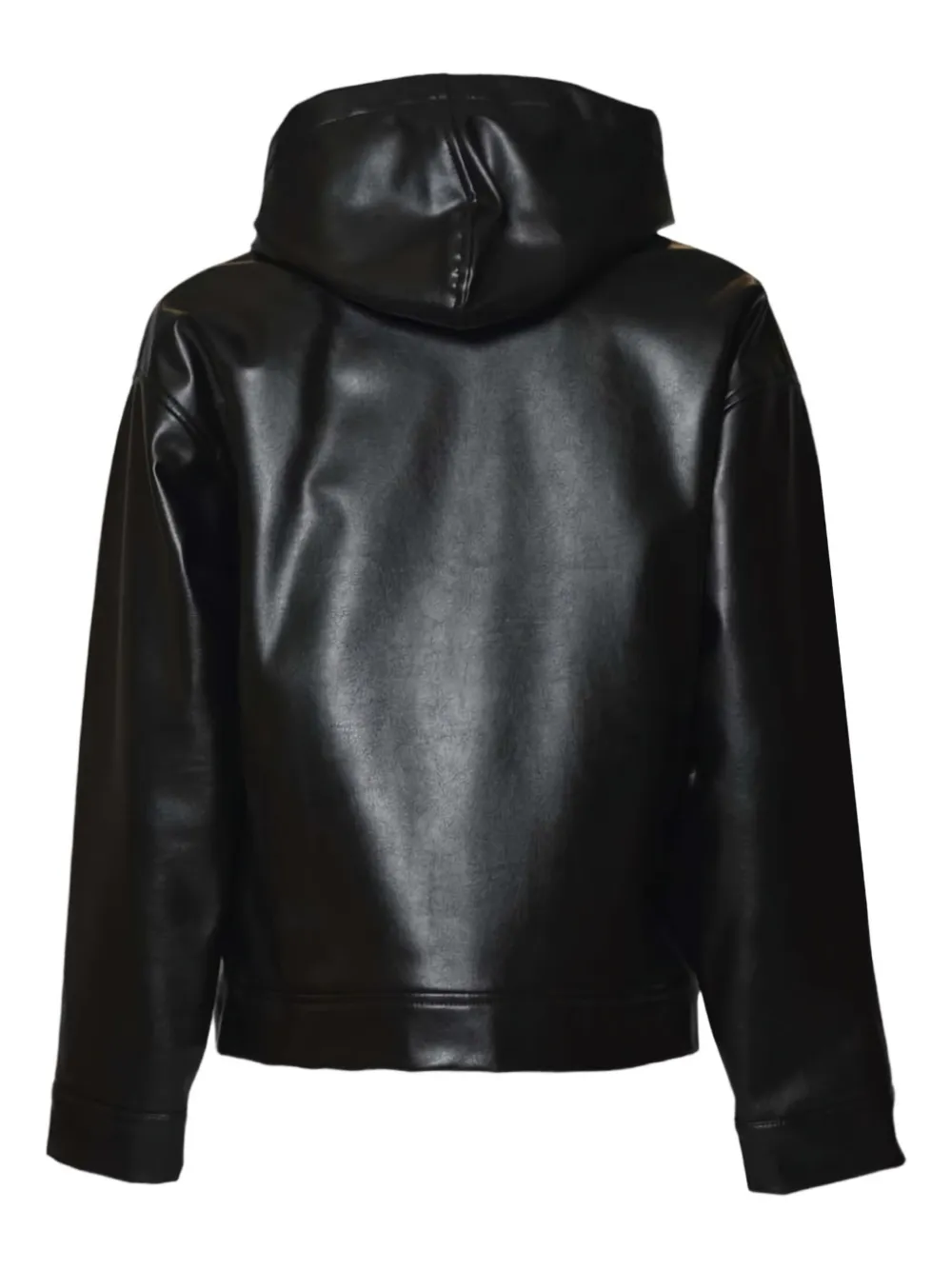 Msgm Hooded Zip-up Jacket In Black