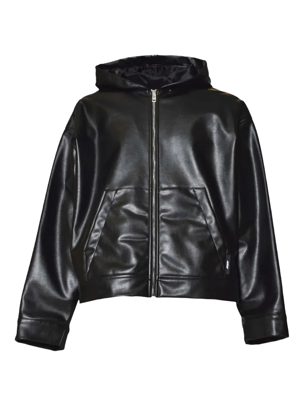 Msgm Hooded Zip-up Jacket In Black