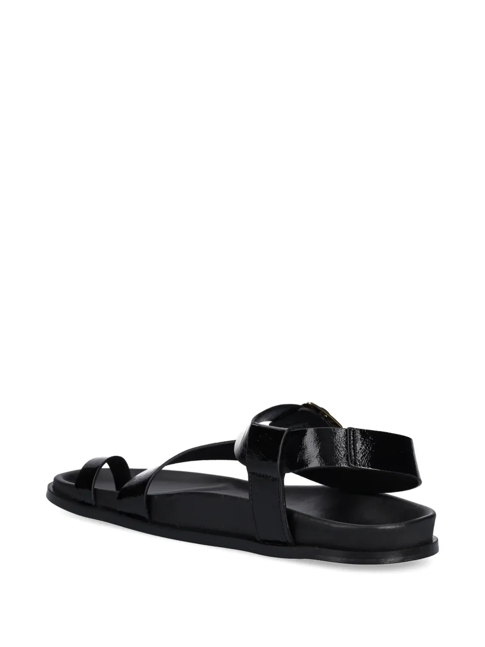 ALOHAS Platte leren sandalen Zwart
