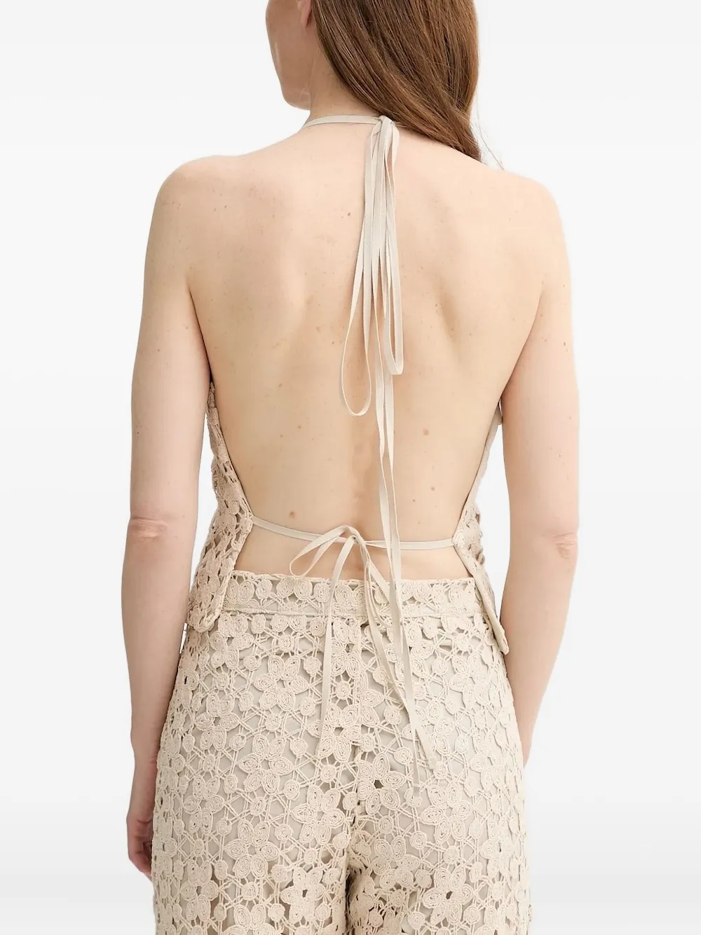 Alohas Crochet Halter-neck Top In Neutral