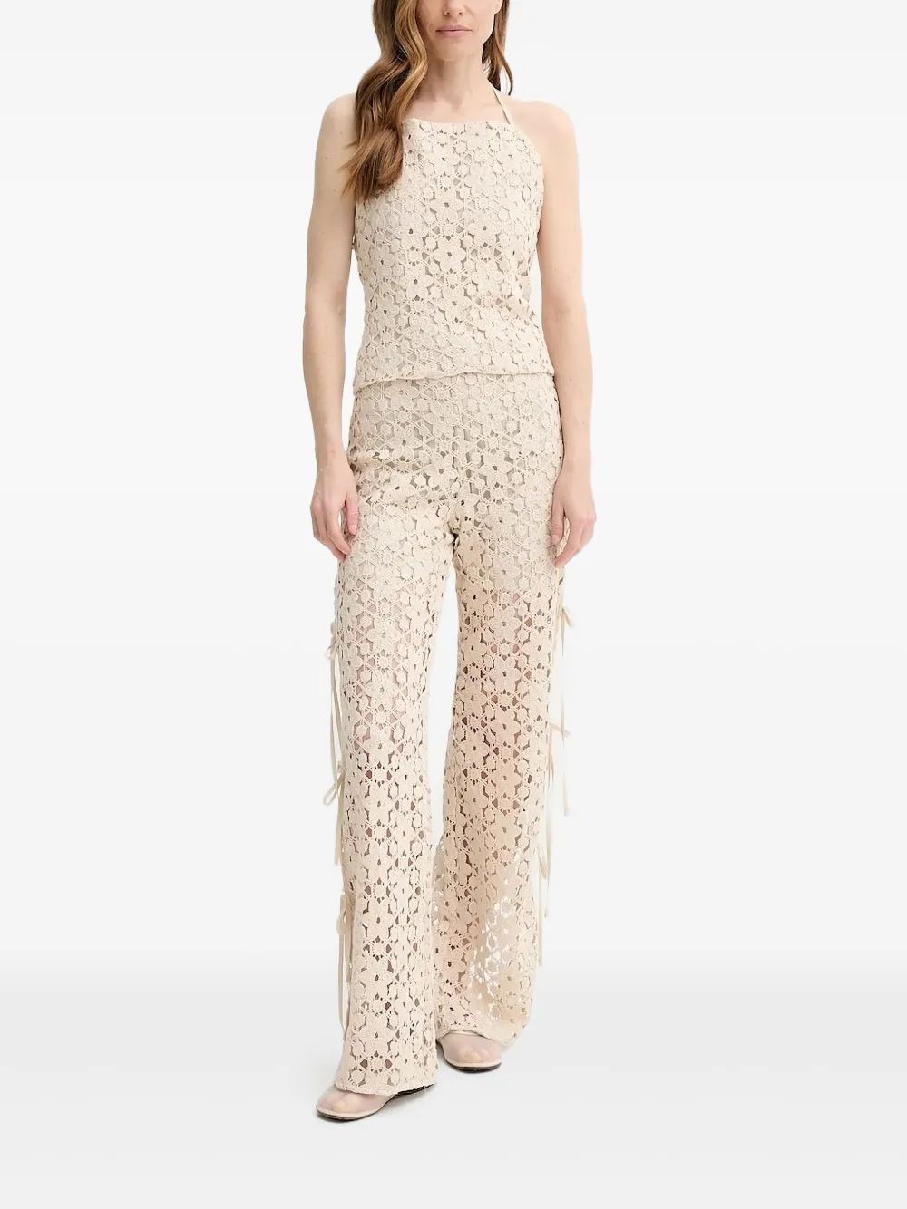 Alohas Crochet Halter-neck Top In Neutral
