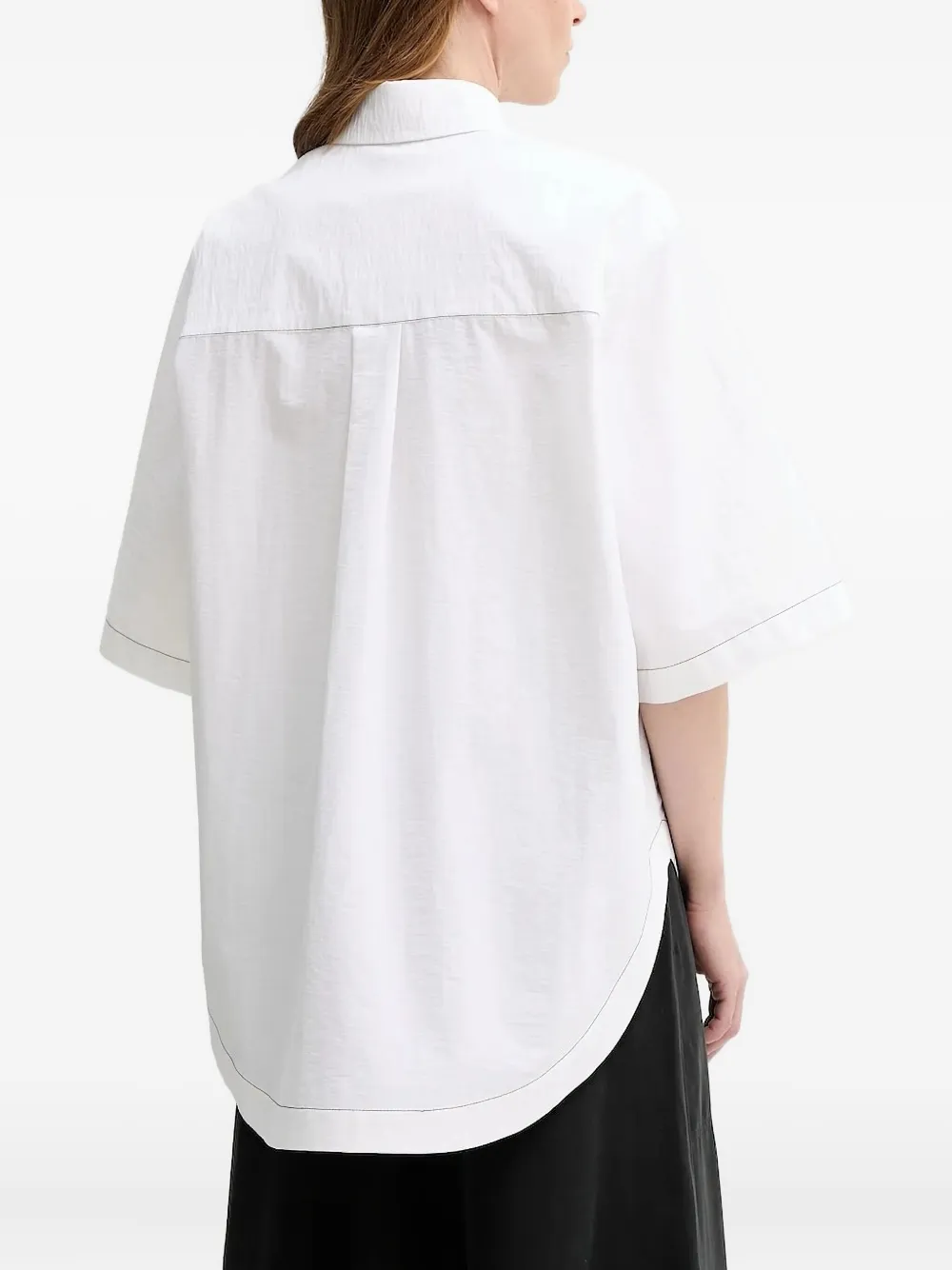 AERON Blouse met korte mouwen en gewelfde afwerking Wit