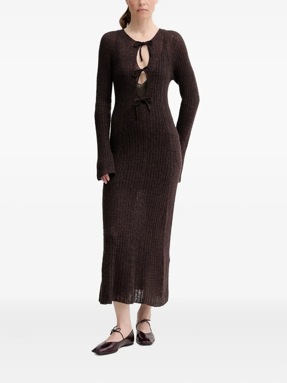 ALOHAS tie-front ribbed-knit dress Bruin