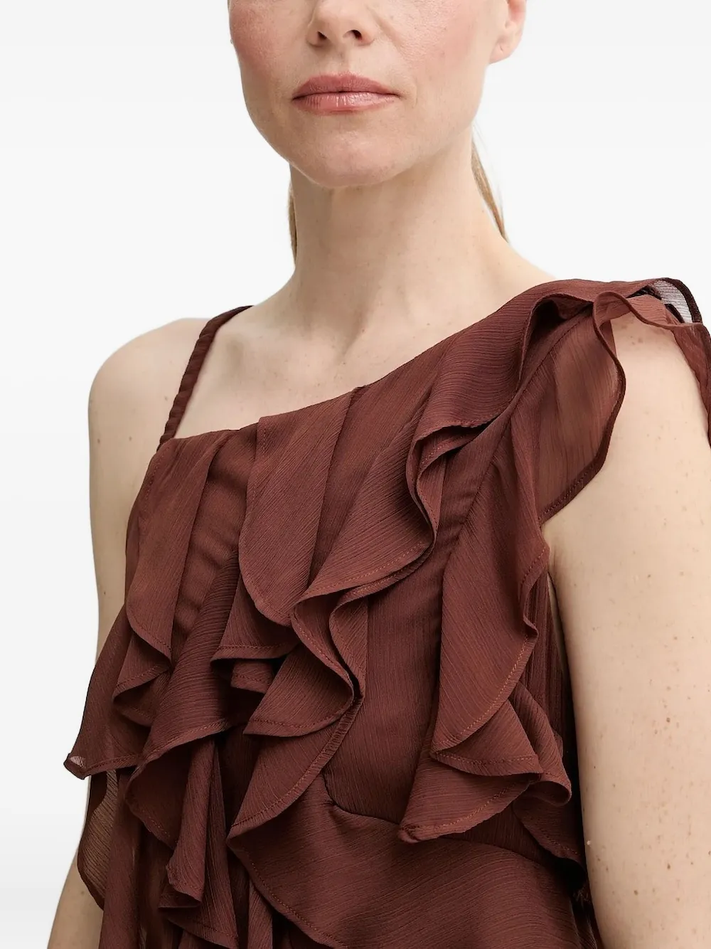 ALOHAS ruffled asymmetric party dress Bruin