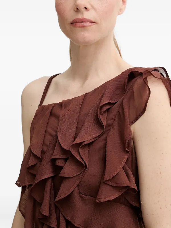 alohas brown dress Ruffled Asymmetric Party | Top Picks Black Formal Occasion_Partywear high slit Size:3x (22W/24W)