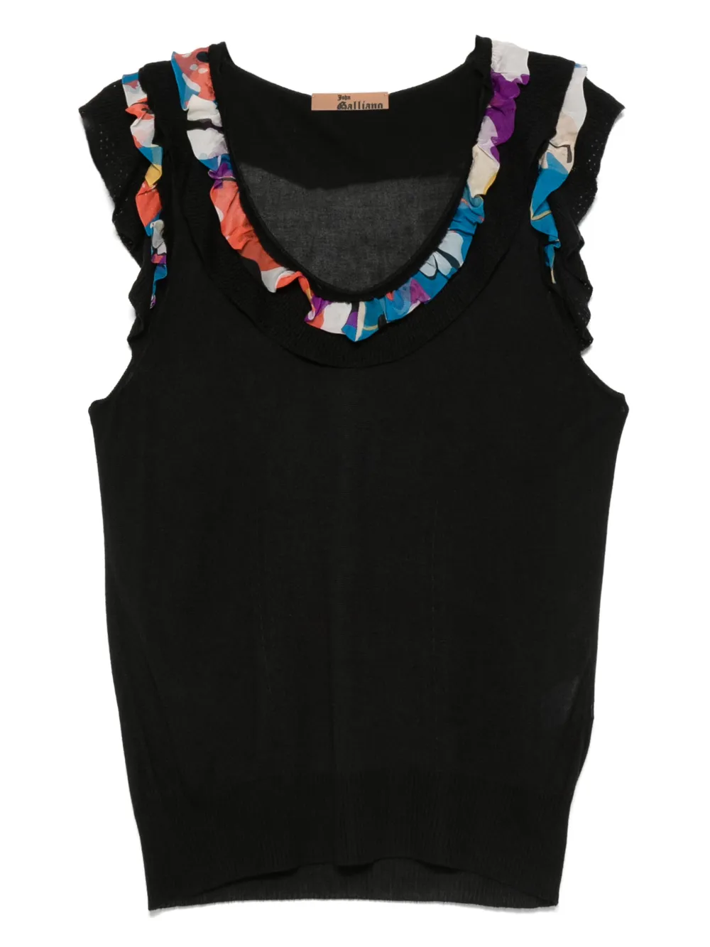 John Galliano Pre-Owned 2000s silk-trim sleeveless top | Black | Image 1