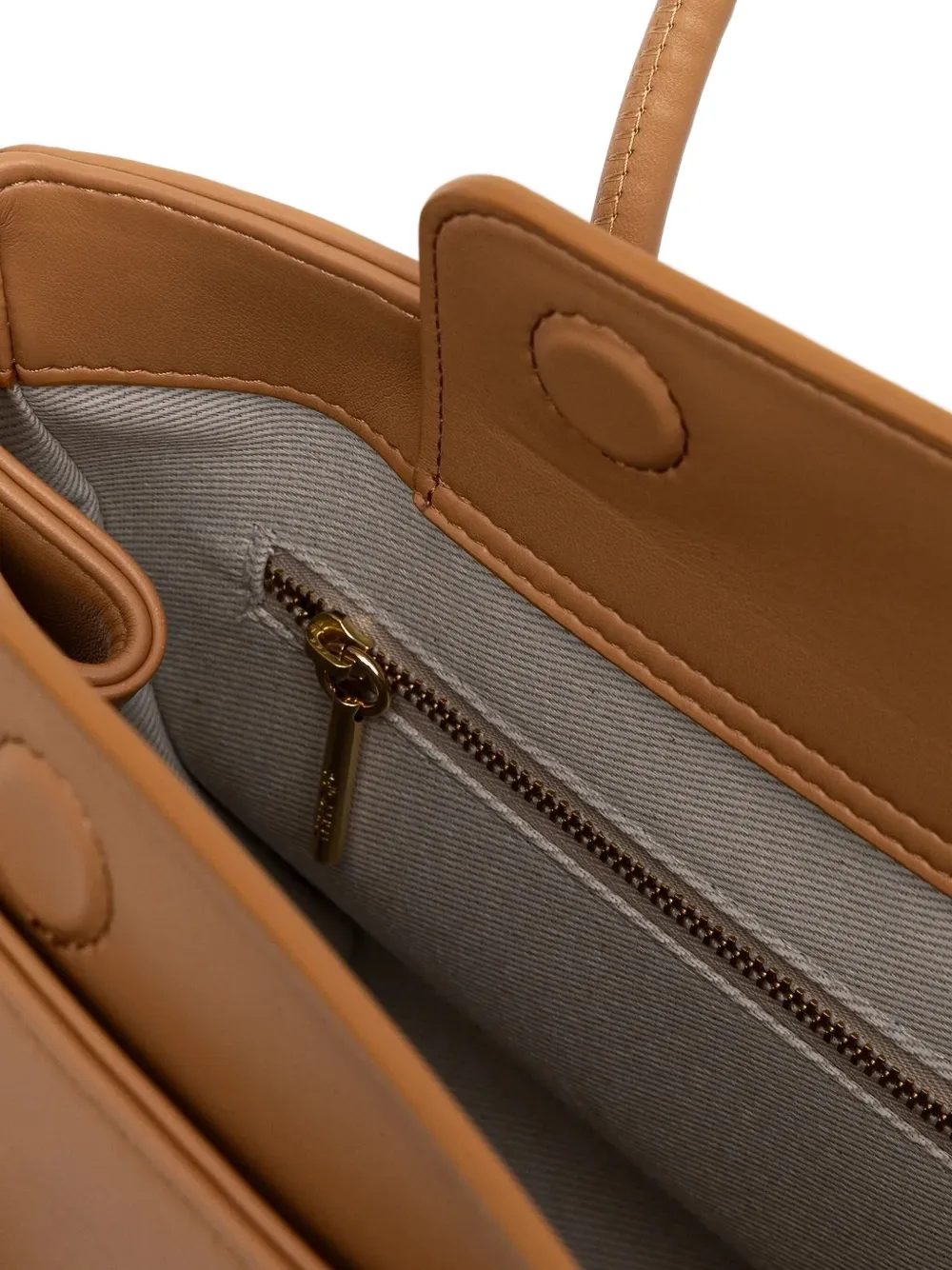 Themoirè Leila leather tote bag MACADAMIA