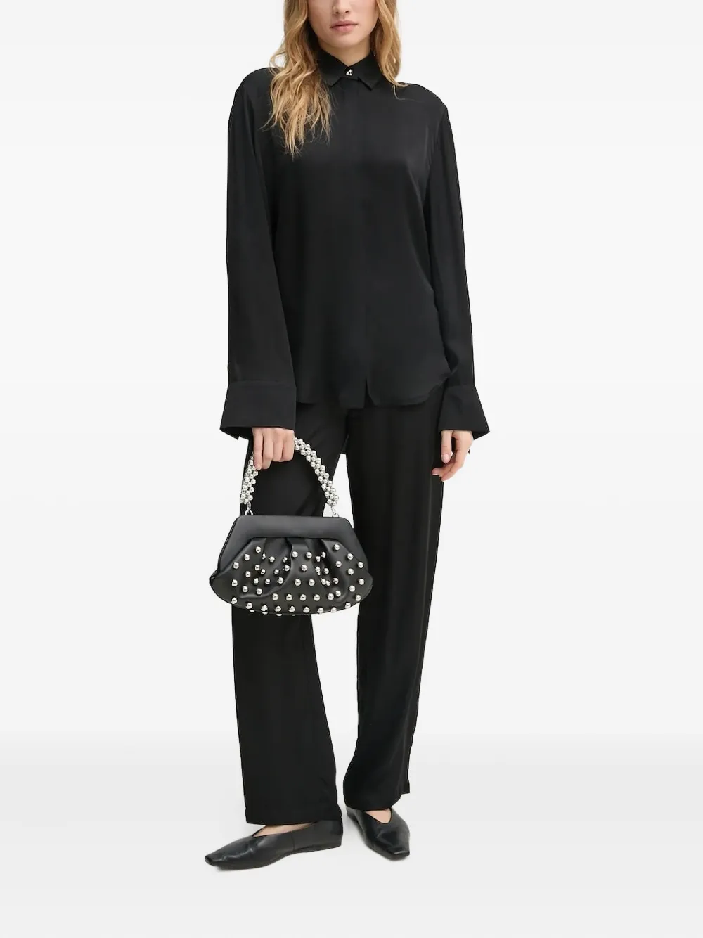 Themoirè beaded-handle studded clutch | Image 2