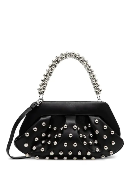 Themoirè beaded-handle studded clutch