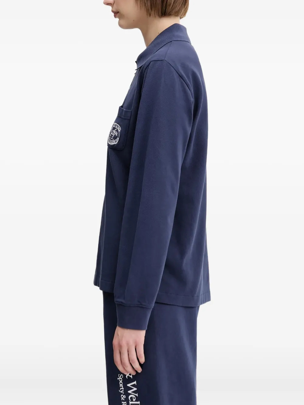 Sporty & Rich long-sleeve logo-embroidered polo shirt | Polo Tops | Image 2