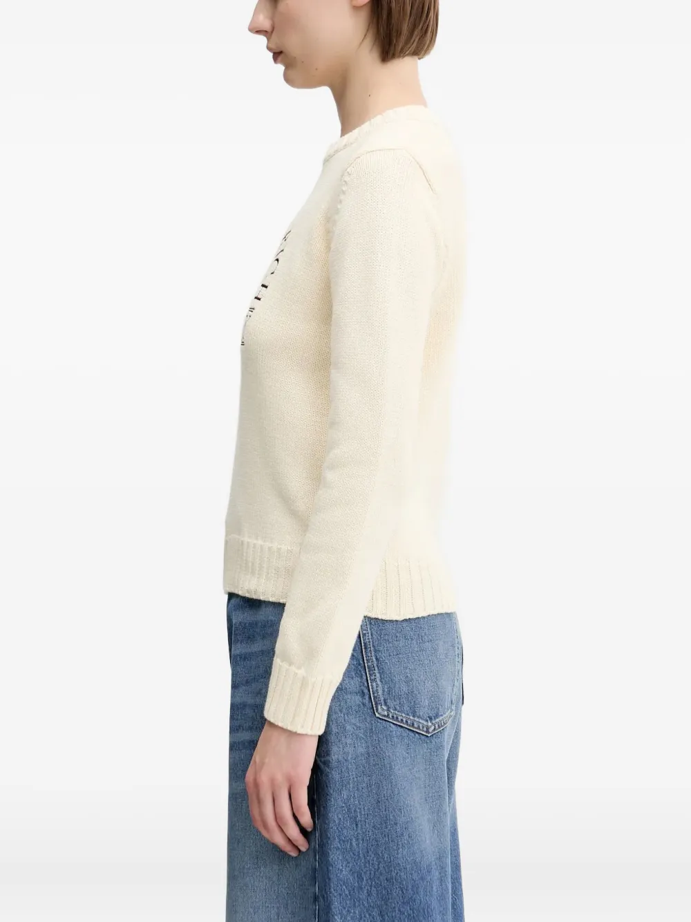 Sporty & Rich polo-player logo sweater Beige