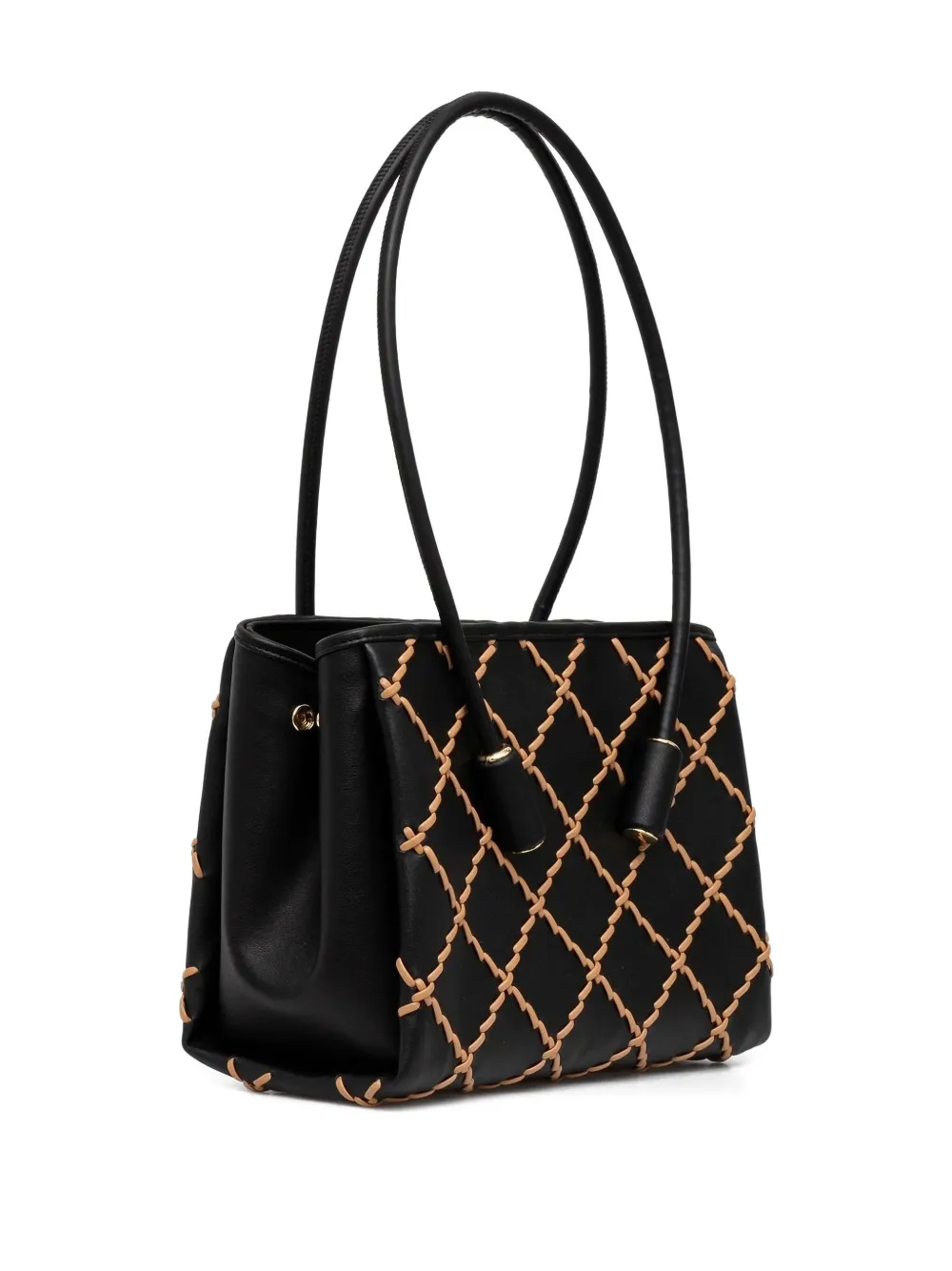 Themoirè diamond-pattern tote bag - Zwart