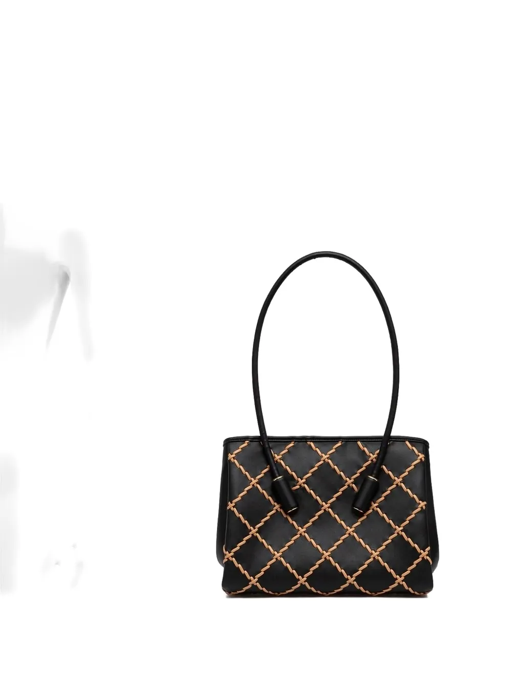 Themoirè diamond-pattern tote bag Zwart
