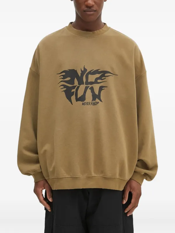 032c flame-print long-sleeves Sweatshirt Brown FARFETCH TR