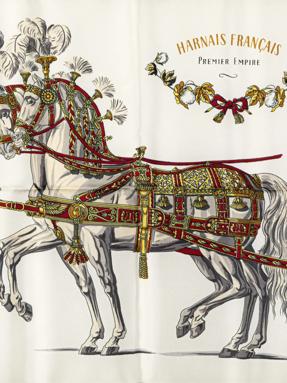 Pre-owned Hermes 20th Century Harnais Francais Premier Empire Silk Scarf Scarves