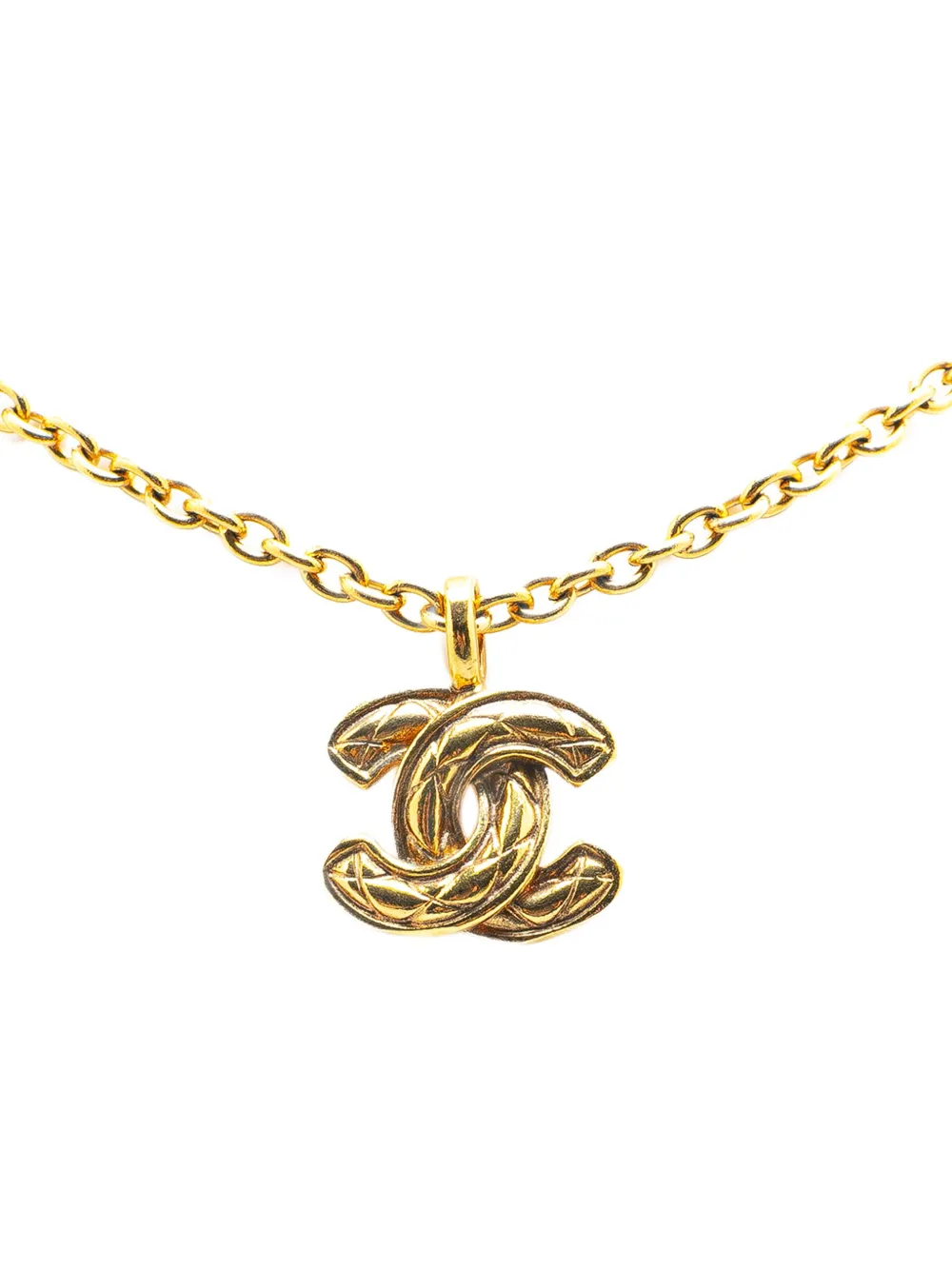 CHANEL Pre-Owned 1970-1980 ゴールドプレーテッド マトラッセ ココマーク ペンダント コスチューム ネックレス - CHANEL Pre-Owned 1970-1980 ゴールドプレーテッド マトラッセ ココマーク ペンダント コスチューム ネックレス -