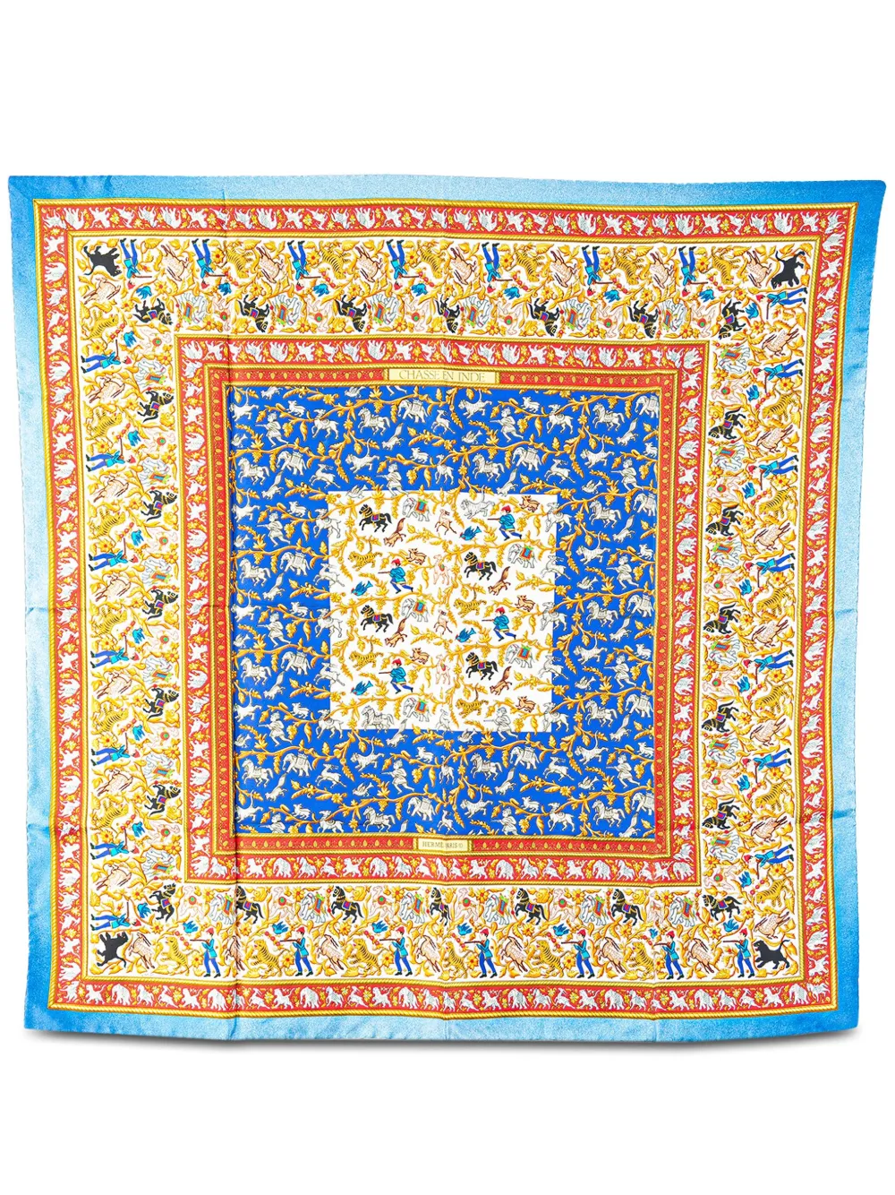 Hermès Pre-Owned mascada Chasse en Inde de seda del siglo XX | azul | Image 1