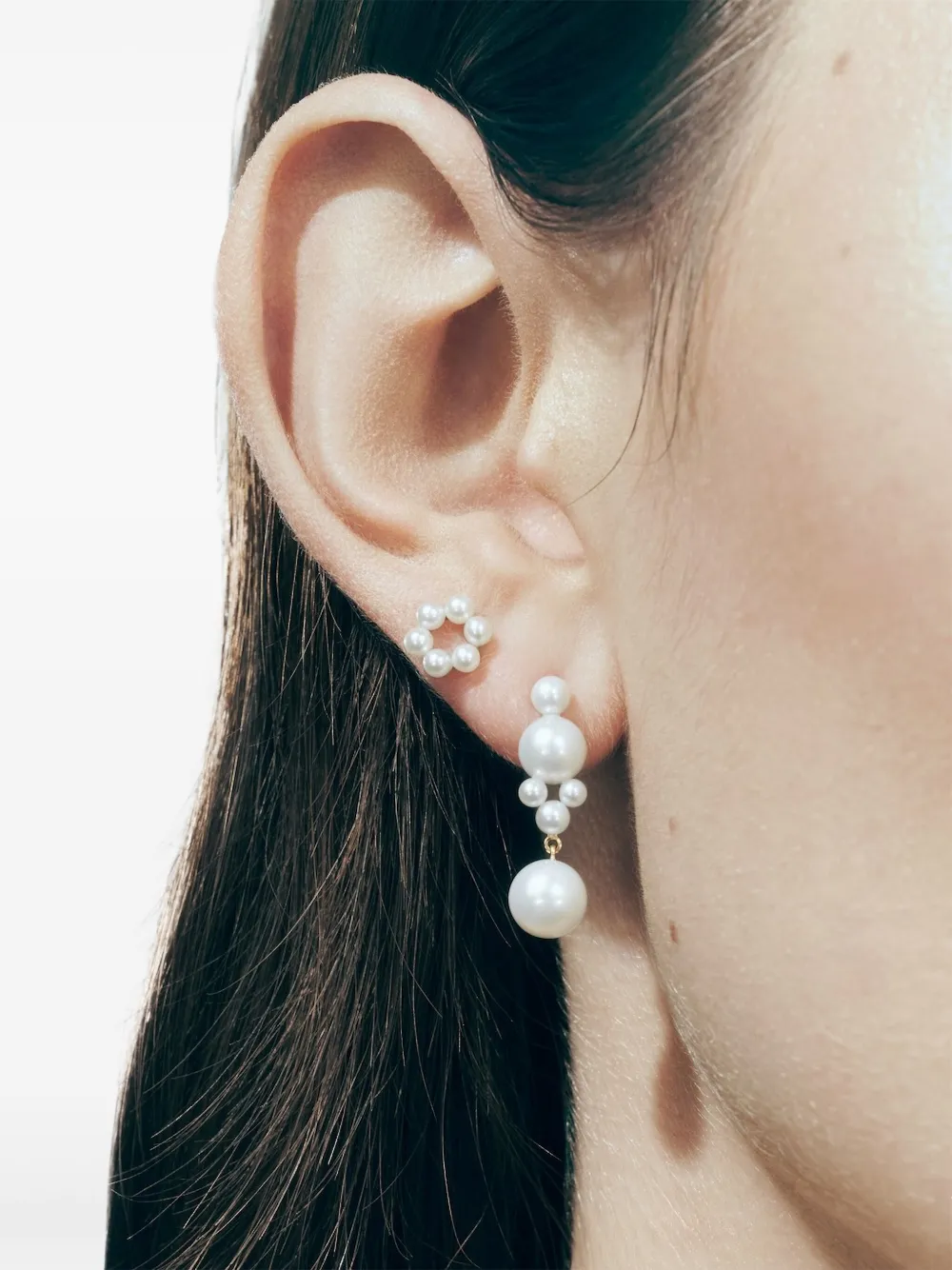 Sophie Bille Brahe 14k Yellow Gold Petite Luna Earring In White