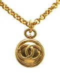 CHANEL Pre-Owned 1993 Gold Plated CC Round Mirror Pendant Necklace costume necklace