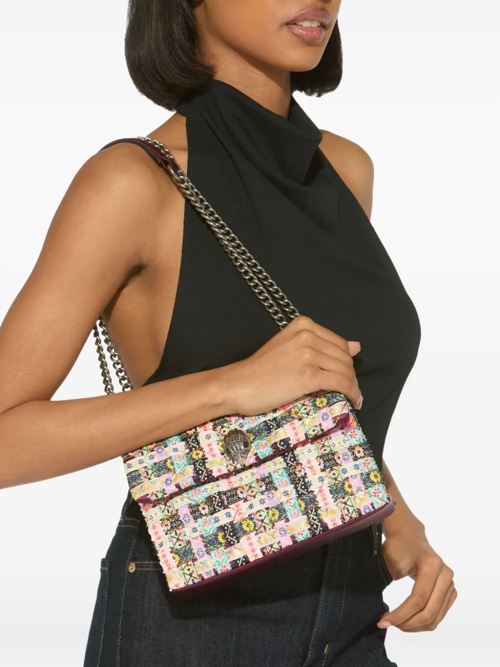 Kurt Geiger London Medium Kensington schoudertas met patchwork - Zwart