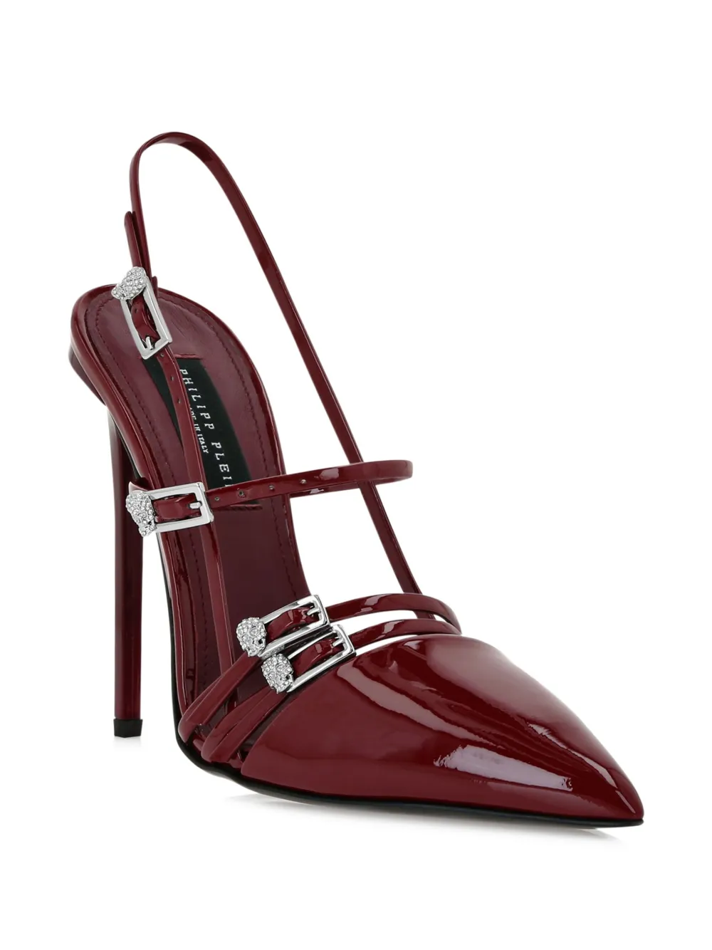 Philipp Plein buckle-embellished slingback pumps Red
