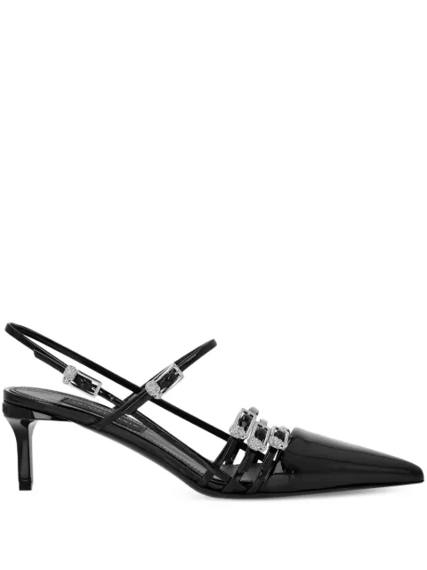 Philipp Plein crystal-buckle slingback pumps