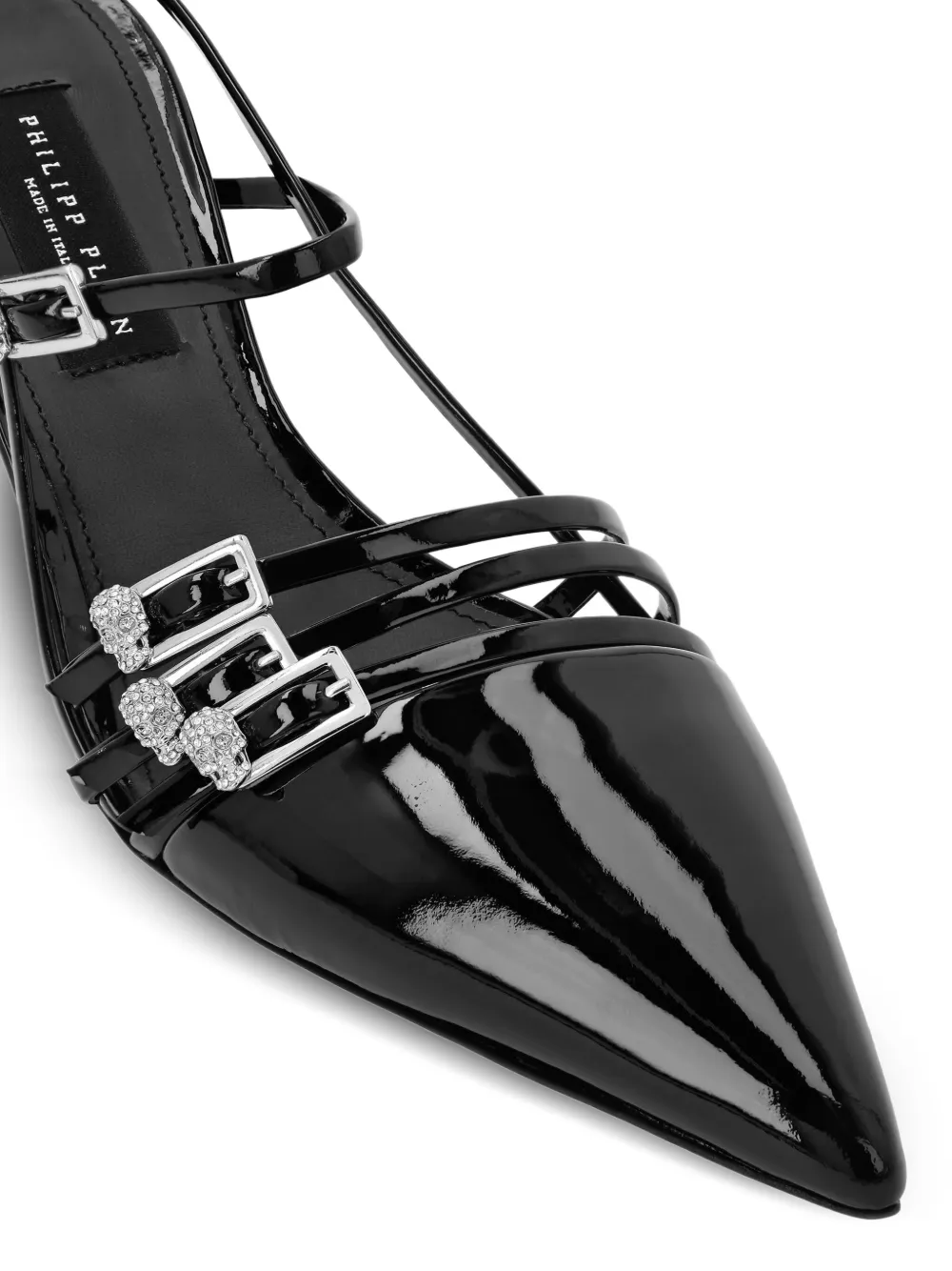 Philipp Plein crystal-buckle slingback pumps Black