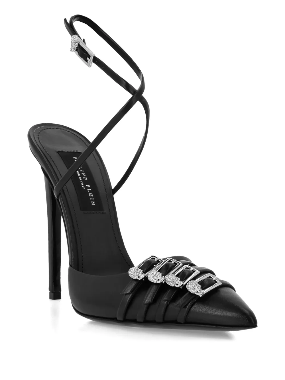 Philipp Plein buckle-embellished ankle-strap pumps Black