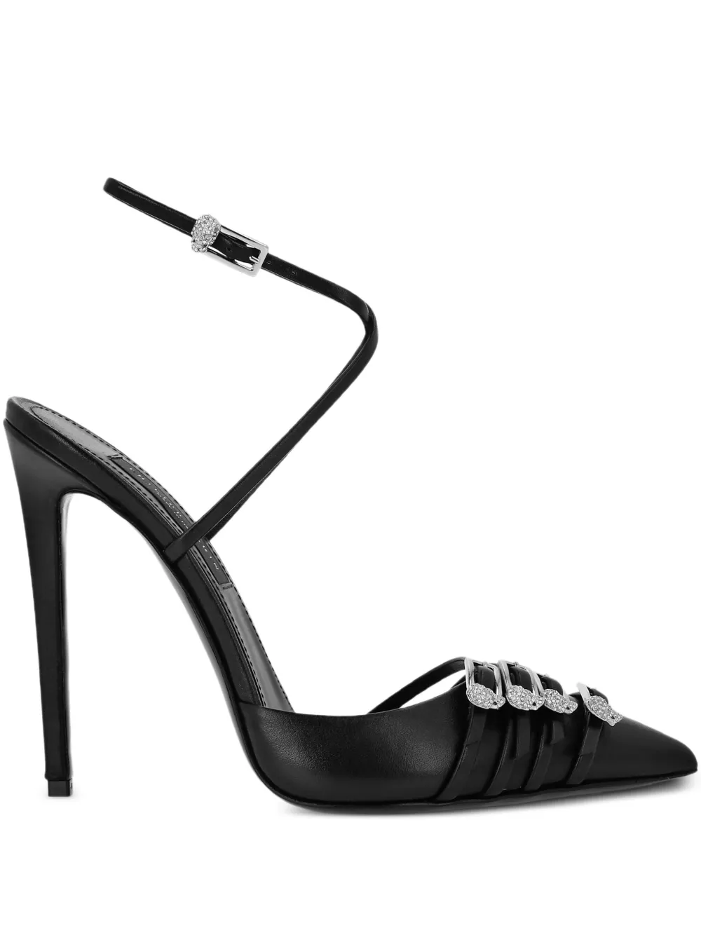 Philipp Plein buckle-embellished ankle-strap pumps Black